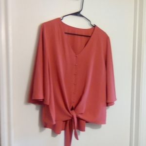 Orange cape sleeve blouse